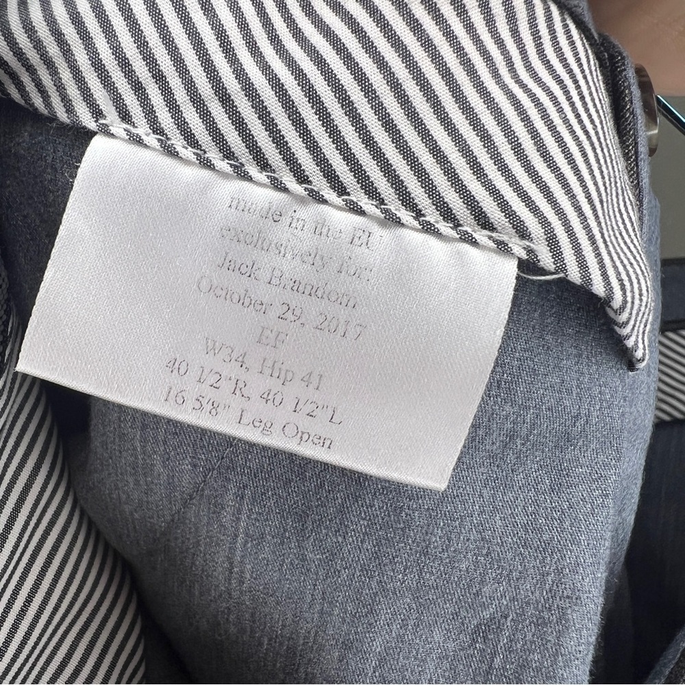 J. Hilburn Custom Vitale Barberis Wool Brown Plaid Pleated Dress Pants 34x30 - Picture 7 of 9
